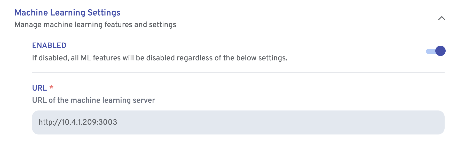 Immich remote machine learning settings